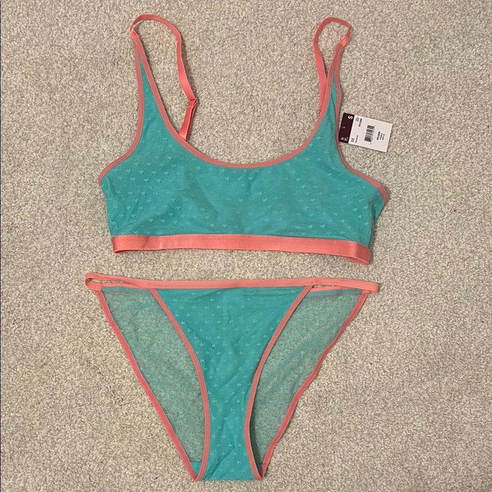 Parade Teal and Coral Lingerie Set